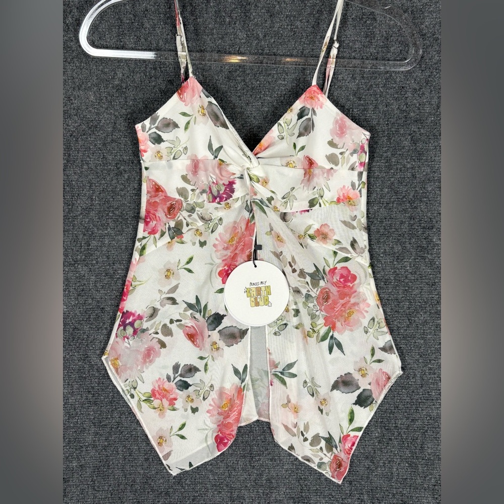 NWT Princess Polly Floral Mesh Cami Top Size 4 Fairy Twist Front Sheer
